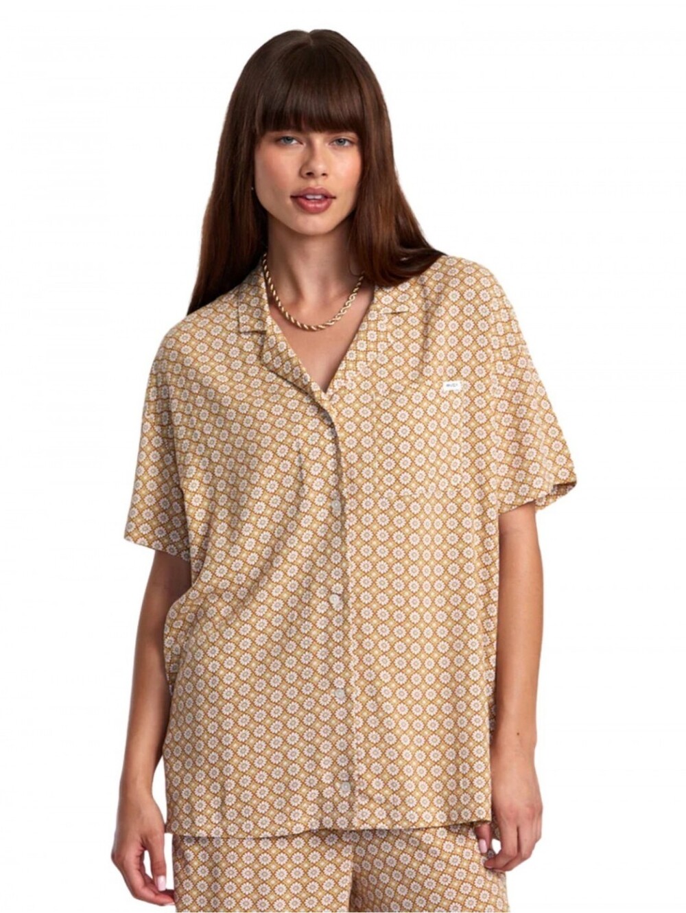 RVCA Luna Coverup Short-Sleeve Button-Down Shirt in Retro White Floral